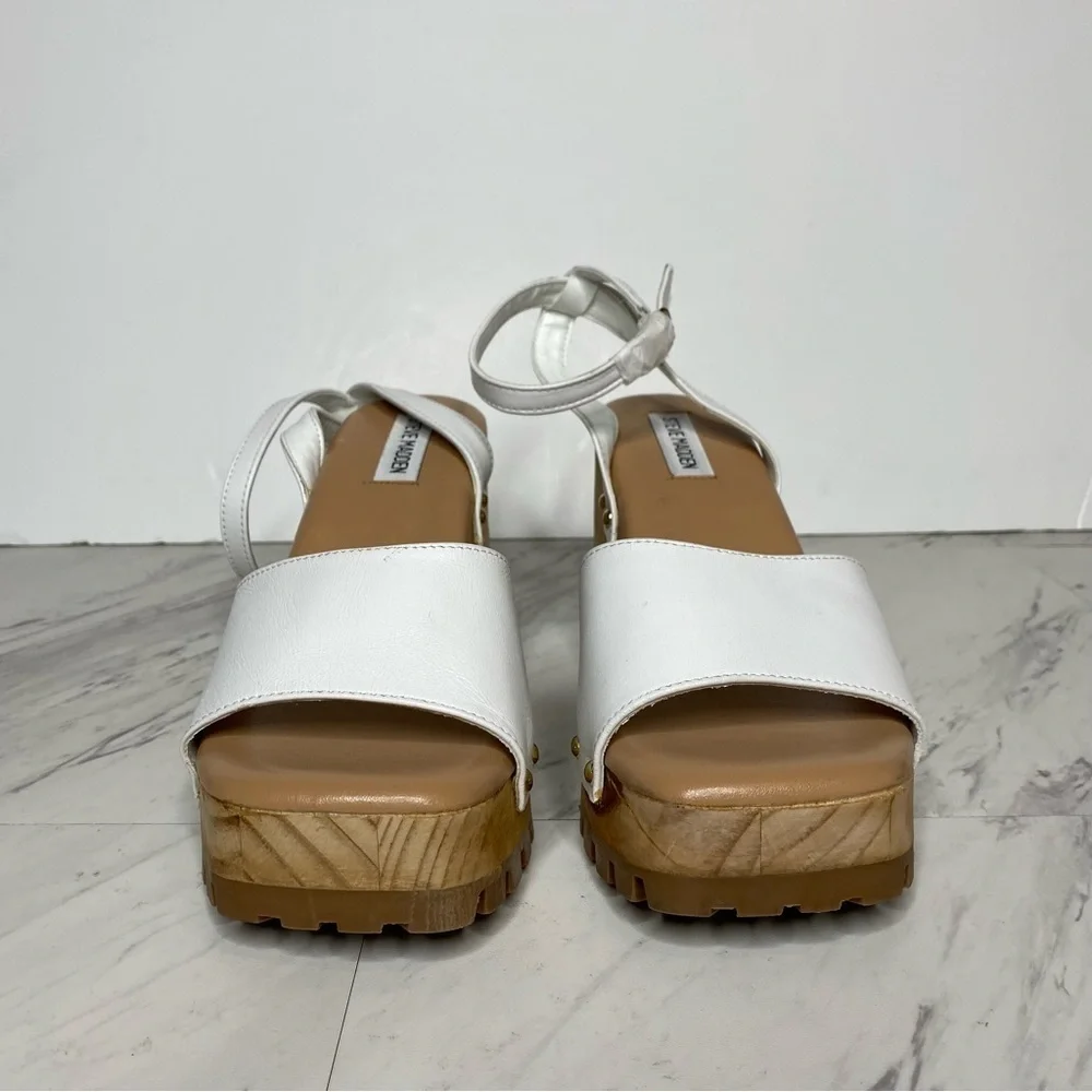 New! Steve Madden Ocala White Leather Platform Sandal 9.5 M